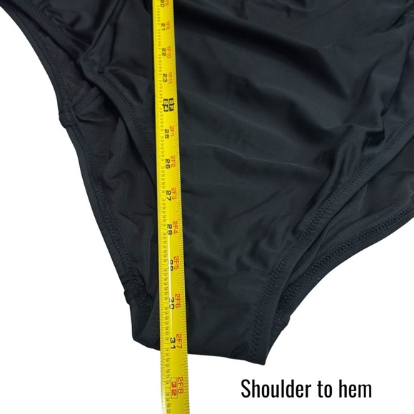 NEW J. Crew Black Ruched Square Neck One Piece Swimsuit Resort Beach Size 22 - Picture 12 of 13